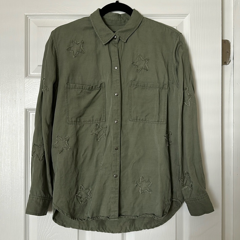 Rails Olive Green Star Button Up Small